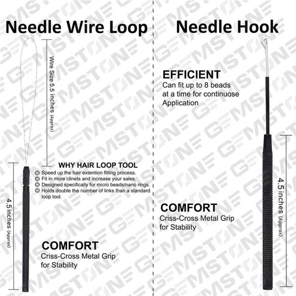 Hair Extension Tools Kit with Loop Hook Hair Beads Box Threads C Shape Needles - Picture 10 of 11